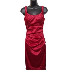 Signature by Sangria Red Cocktail Valentines Prom Glam Pleated Dress, Size 4